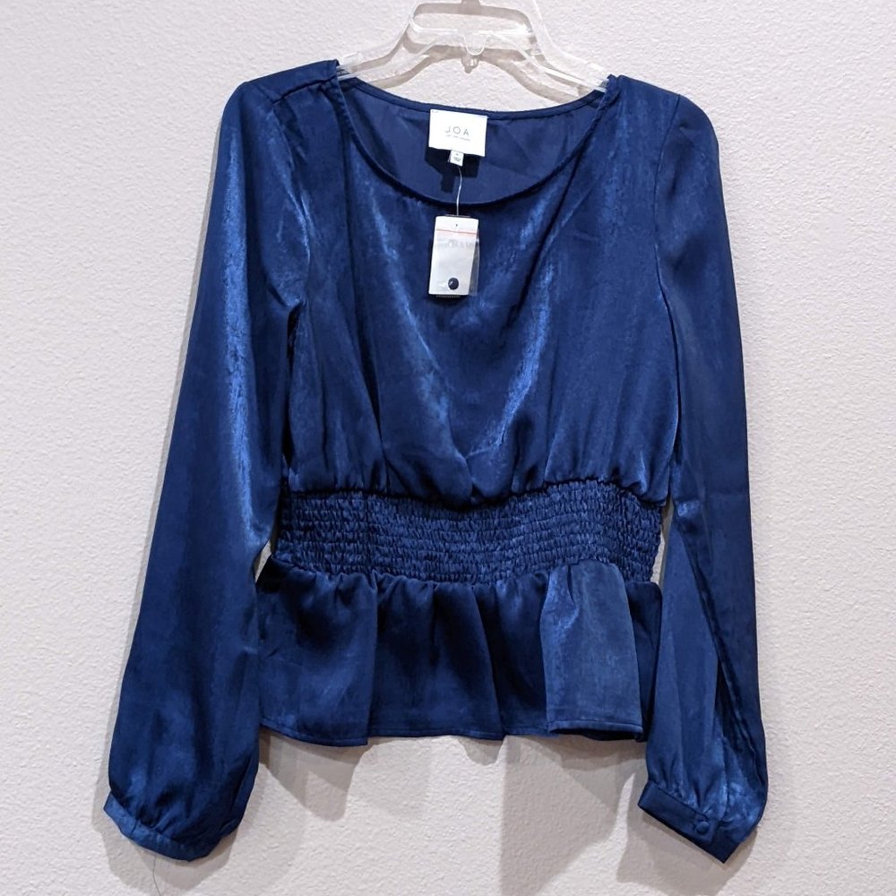 NWT - J.O.A. Blue Long Sleeved Blouse (Size: M)